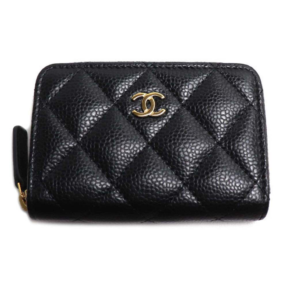 CHANEL Authentic Black Caviar Leather Wallet